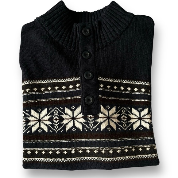 Method Mock Neck Charcoal Grey Sweater w/ White Pattern, 1/4 Button, Men’s Large - Picture 11 of 12